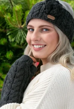 Aran Cable Handwarmers Charcoal