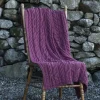 Aran Cable Knit Blanket Super Soft Merino Raspberry