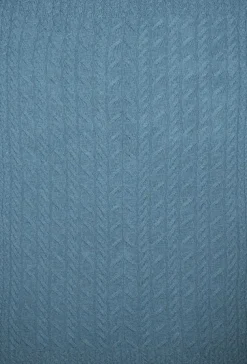 Aran Cable Knit Blanket Super Soft Merino Ocean Blue
