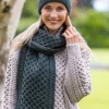 Aran Cable Knit Scarf Army Green