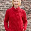 Aran Cable Knit Side Zip - Raspberry