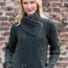 Aran Cable Knit Side Zip Army Green