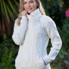 Aran Cable Knit Side Zip Natural