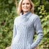 Aran Cable Knit Side Zip Sky