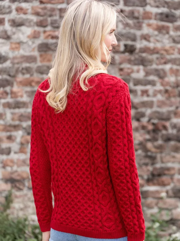Aran Cable Knit Side Zip - Raspberry