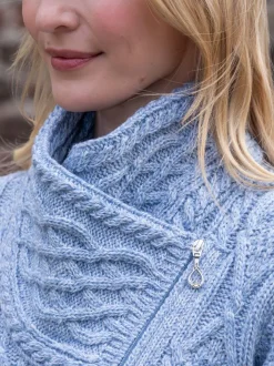 Aran Cable Knit Side Zip Sky