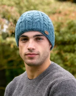 Aran Cable Pullon Hat Denim