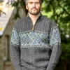 Aran Half Zip Sweater with Celtic Design
