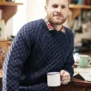 Aran Handknit Sweater Nightshade Navy