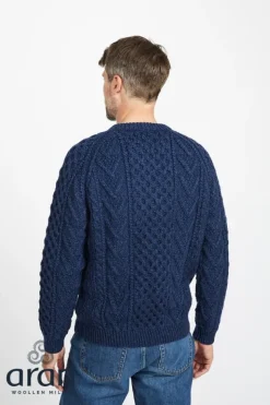 Aran Handknit Sweater Nightshade Navy