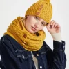 Aran Hat with Pom Pom - Yellow