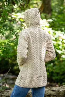 Aran Hooded Coat with Celtic Knot Zipper