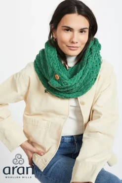 Aran Infinity Scarf Lime Green