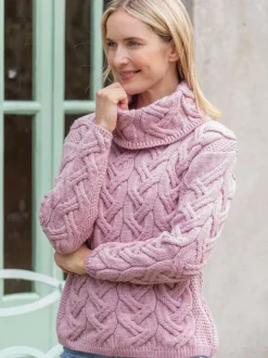Aran Super Soft Aran Chunky Sweater Pink