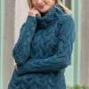 Aran Super Soft Cowl Neck Sweater Teal