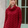 Aran Super Soft Cowl Neck Sweater Red