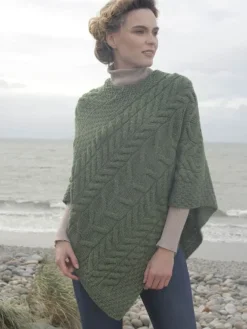 Aran Super Soft Poncho Green