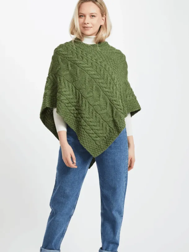 Aran Super Soft Poncho Green