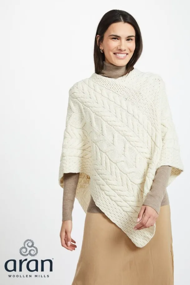 Aran Super Soft Poncho Natural