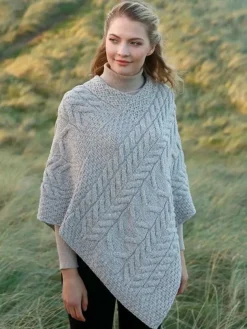 Aran Super Soft Poncho Oatmeal