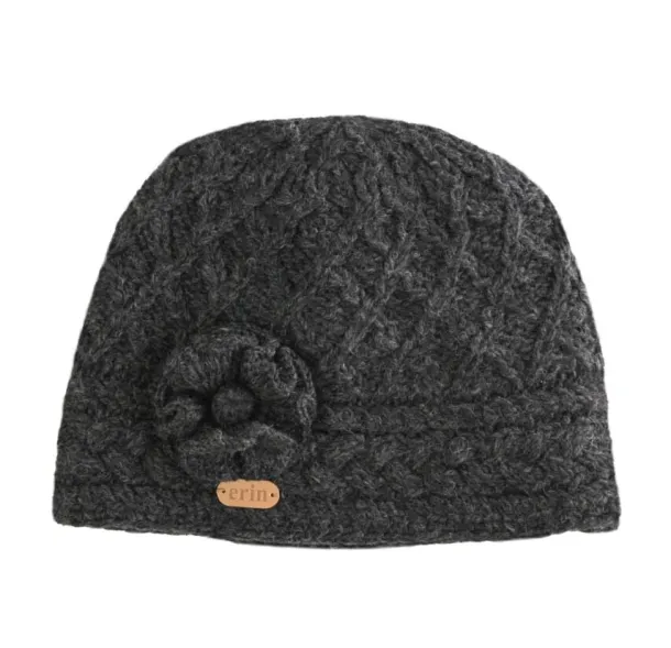 Aran Trellis Pullon Hat Charcoal