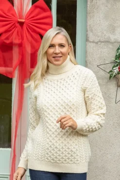 Aran Turleneck Sweater 100% Merino Wool