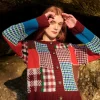 Autumn Patchwork Cardigan 100% Fine Merino Wool