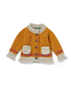 Baby Roll Neck Cardigan Mustard