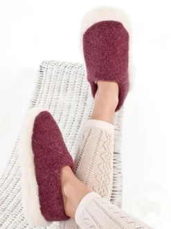 Burgandy Wool Slippers