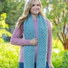 Cable Knit Aran Scarf Aqua
