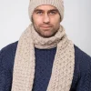 Cable Knit Aran Scarf Merino Wool - Parsnip