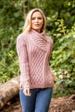 Cable Knit Side Zip Pink