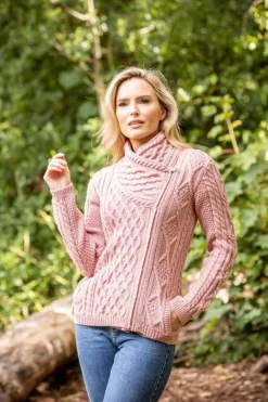 Cable Knit Side Zip Pink