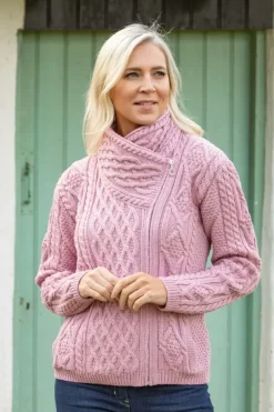 Cable Knit Side Zip Pink