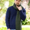 Cable Knit Unisex Scarf Army Green - 100% Merino Wool