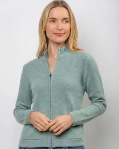 Cashmere and Merino Full Zip Seagreen
