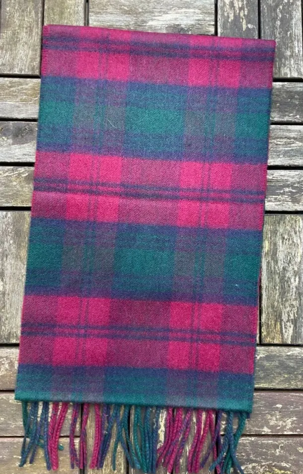 100% Cashmere Green Red Tartan
