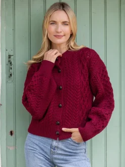 Clover Cropped Cardigan Claret