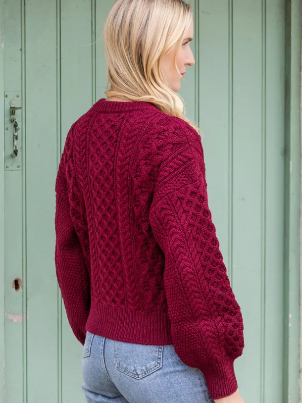 Clover Cropped Cardigan Claret