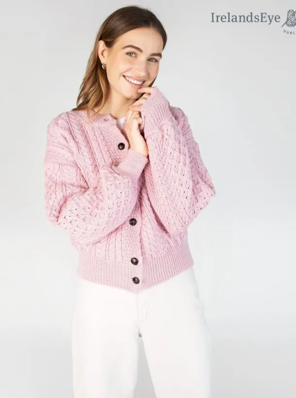 Clover Cropped Cardigan Pale Pink