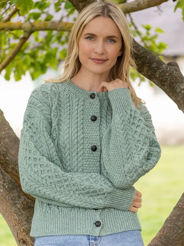 Clover Cropped Cardigan Sage Green