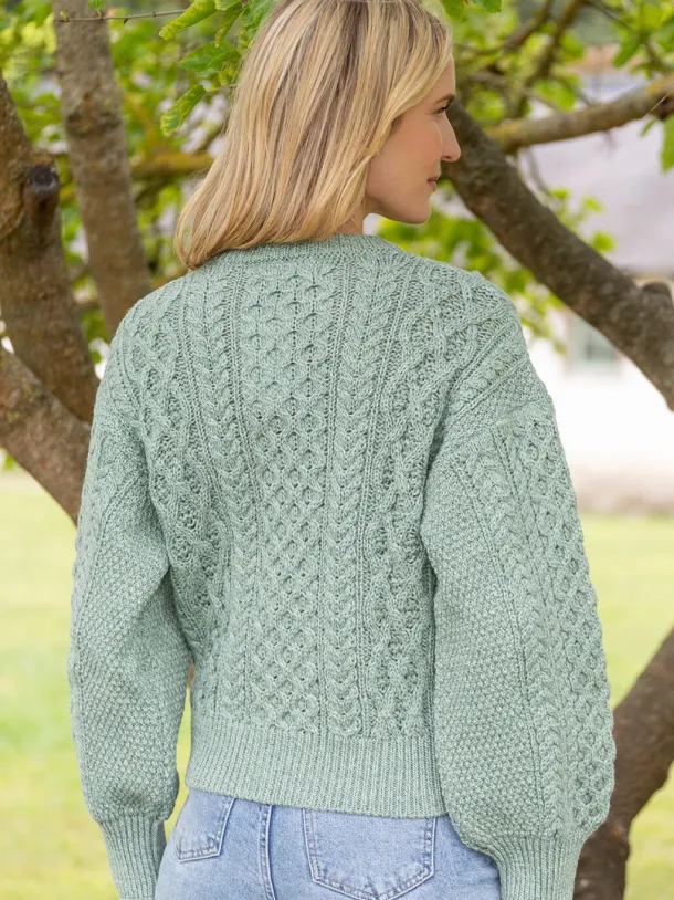 Clover Cropped Cardigan Sage Green