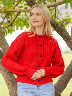 Clover Cropped Cardigan Scarlet