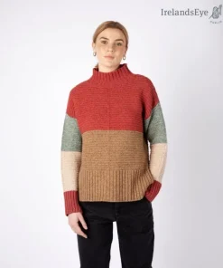 Contrast Funnel Neck Sweater Sunset Biscuit