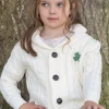 Cream Cable Knit Kids Cardigan with Shamrock