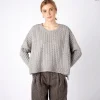 Cropped Aran Sweater Pearl Grey