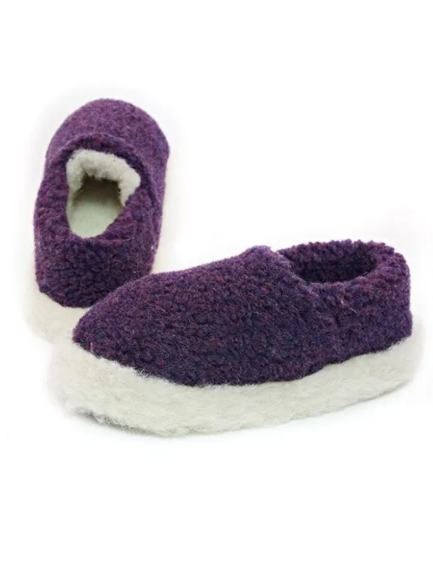Dark Purple Wool Slippers