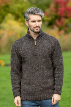 Donegal Wool Half Zip Sweater - Graphite