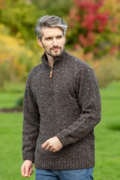 Donegal Wool Half Zip Sweater - Graphite