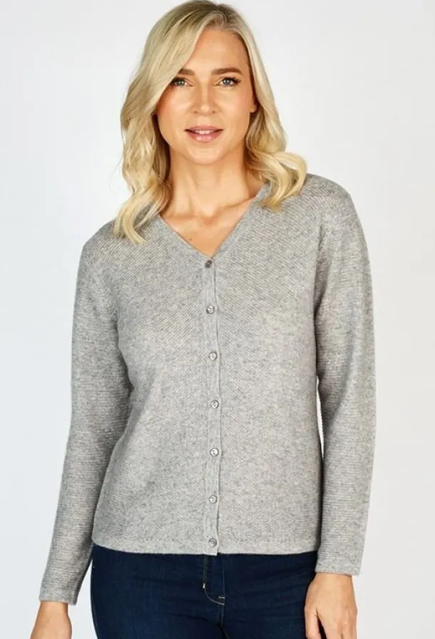 Extra Fine Merino Wool & Cashmere Cardigan Silver Grey